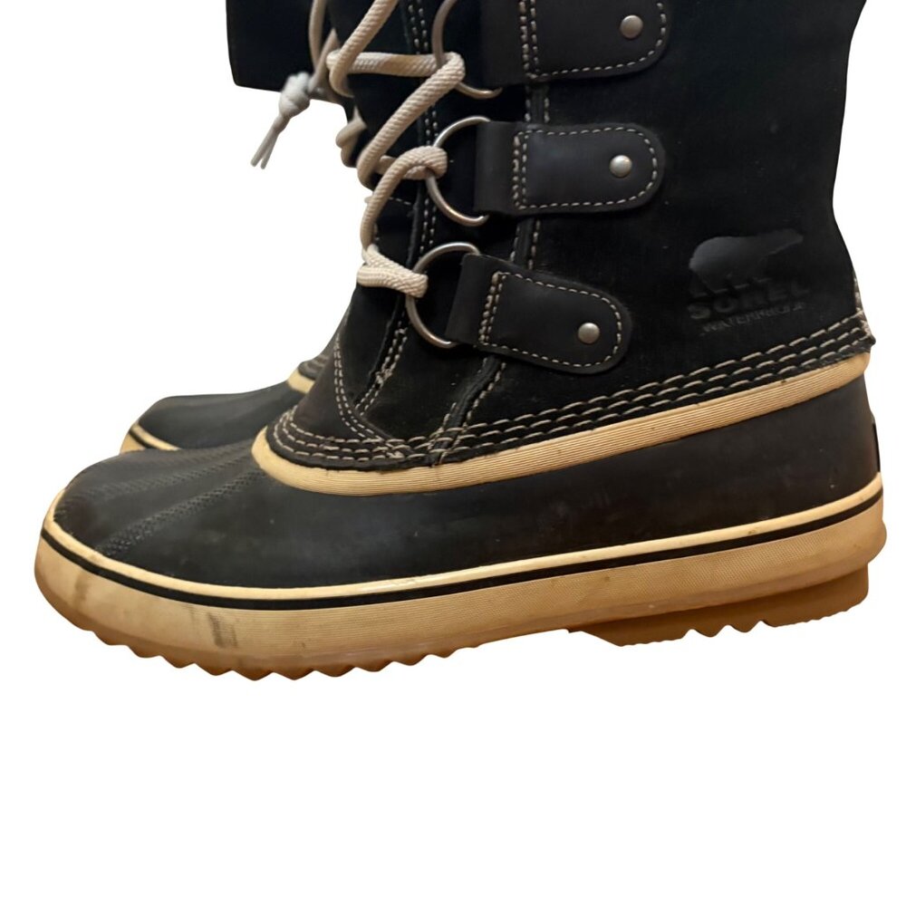 Sorel Joan of Arctic Knit II Waterproof Winter Boots Black Womens Size 9 Lace Up - Picture 6 of 9